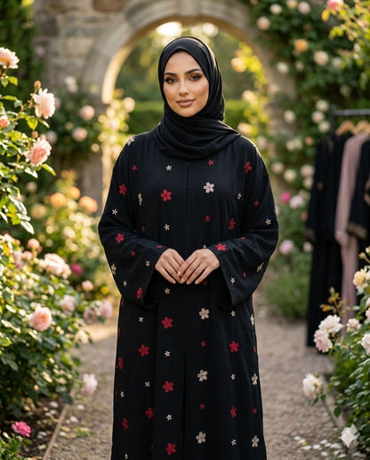 Maroon Blossom Abaya