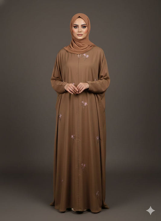 Beige Blossom Abaya