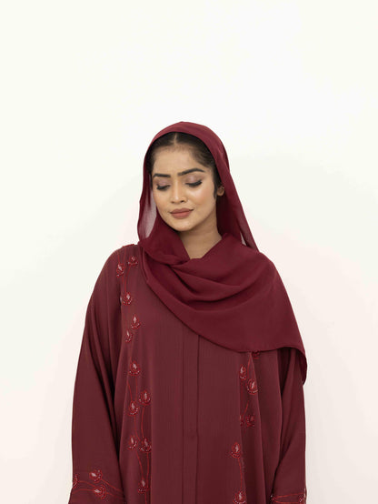 Lavish Maroon Abaya