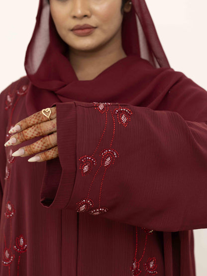Lavish Maroon Abaya