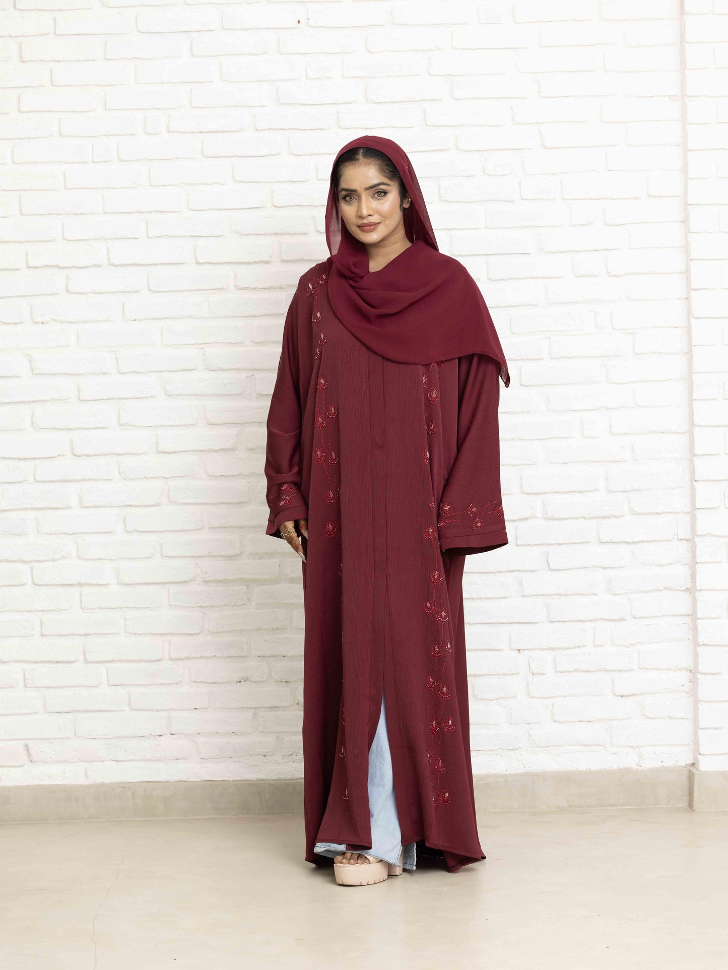 Lavish Maroon Abaya