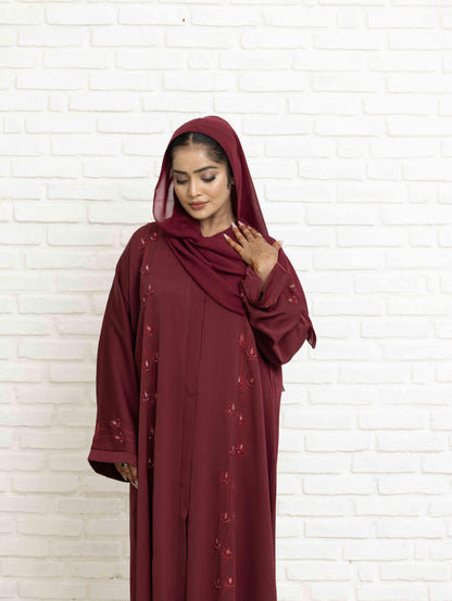 Lavish Maroon Abaya