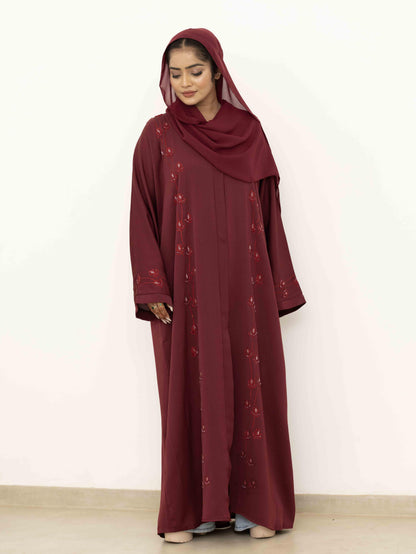 Lavish Maroon Abaya