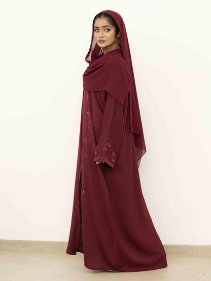 Lavish Maroon Abaya