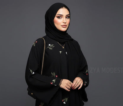 Midnight Blossom Abaya and Midnight Blossom Hijab