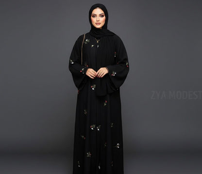 Midnight Blossom Abaya and Midnight Blossom Hijab